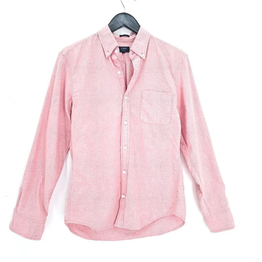 J. Crew Pink Orange Slim Oxford Button Down Shirt Men Size Medium